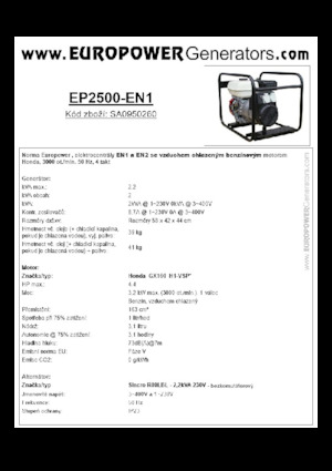Benzínové elektrocentrály Europower EP2500-EN1 (S)