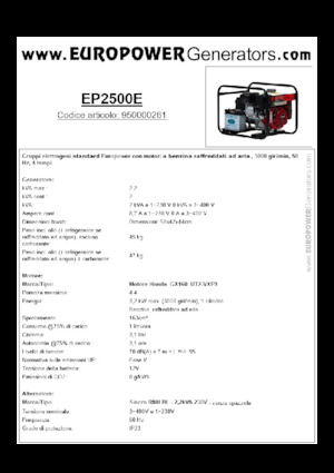 Benzínové elektrocentrály Europower EP2500E (S)