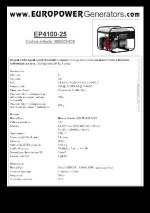 Benzínové elektrocentrály Europower EP4100-25 (S)