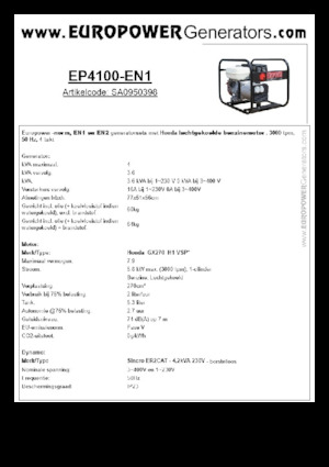 Benzínové elektrocentrály Europower EP4100-EN1 (S)