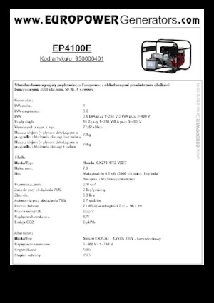 Benzínové elektrocentrály Europower EP4100E (S)