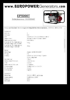 Benzínové elektrocentrály Europower EP5000T (S)