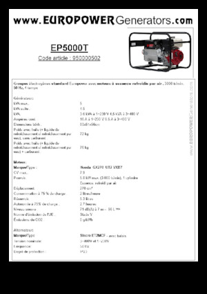 Benzínové elektrocentrály Europower EP5000T (S)