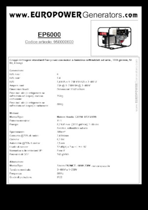 Benzínové elektrocentrály Europower EP6000 (S)