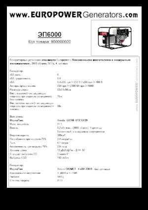 Benzínové elektrocentrály Europower EP6000 (S)