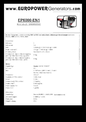 Benzínové elektrocentrály Europower EP6000 EN1 (S)