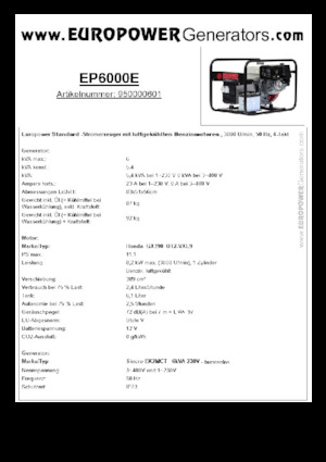 Benzínové elektrocentrály Europower EP6000E (S)