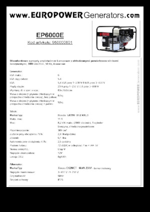 Benzínové elektrocentrály Europower EP6000E (S)