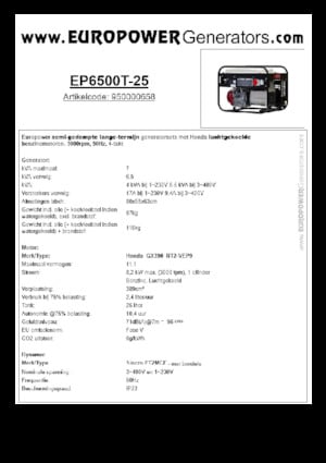 Benzínové elektrocentrály Europower EP6500T-25 (S)