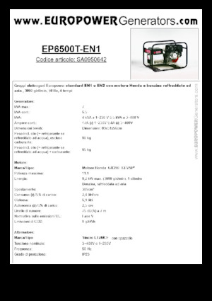 Benzínové elektrocentrály Europower EP6500T-EN1 (S)