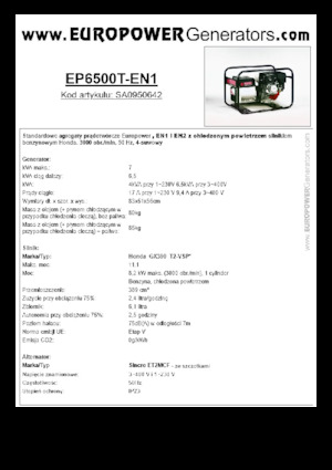 Benzínové elektrocentrály Europower EP6500T-EN1 (S)