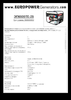 Benzínové elektrocentrály Europower EP6500TE-25 (S)