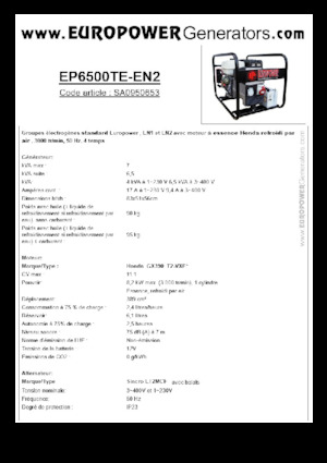 Benzínové elektrocentrály Europower EP6500TE-EN2 (S)
