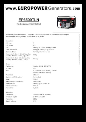 Benzínové elektrocentrály Europower EP6500TLN (S)
