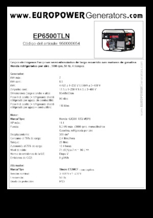 Benzínové elektrocentrály Europower EP6500TLN (S)