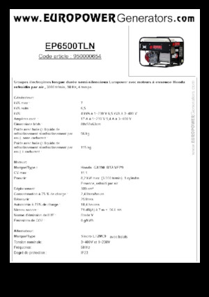 Benzínové elektrocentrály Europower EP6500TLN (S)