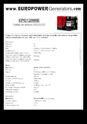 Benzínové elektrocentrály Europower EPG12000E (S)