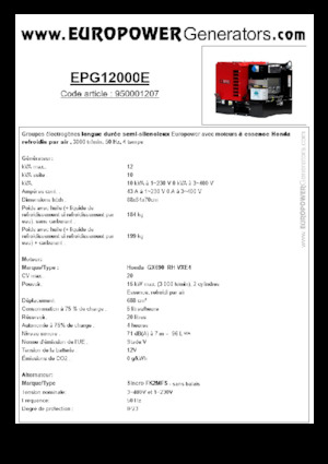 Benzínové elektrocentrály Europower EPG12000E (S)