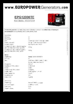 Benzínové elektrocentrály Europower EPG12000TE (S)