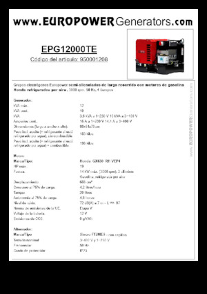 Benzínové elektrocentrály Europower EPG12000TE (S)