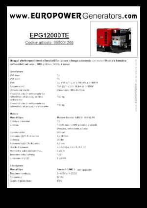 Benzínové elektrocentrály Europower EPG12000TE (S)