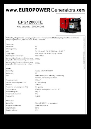 Benzínové elektrocentrály Europower EPG12000TE (S)