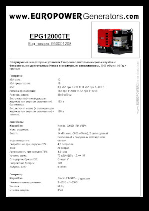 Benzínové elektrocentrály Europower EPG12000TE (S)