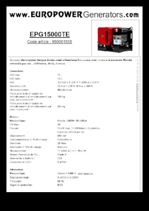 Benzínové elektrocentrály Europower EPG15000TE (S)