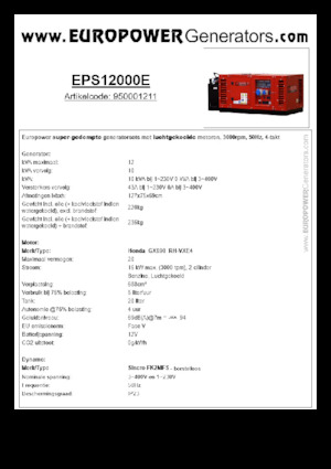 Benzínové elektrocentrály Europower EPS12000E (S)