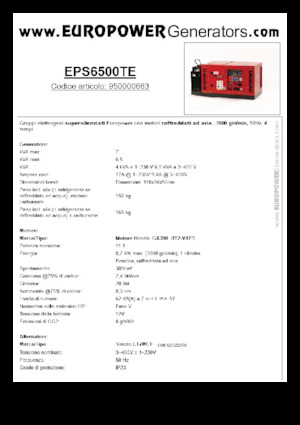 Benzínové elektrocentrály Europower EPS6500TE (S)
