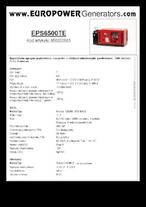 Benzínové elektrocentrály Europower EPS6500TE (S)