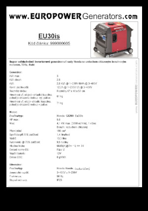 Benzínové elektrocentrály Europower EU30is