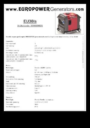 Benzínové elektrocentrály Europower EU30is