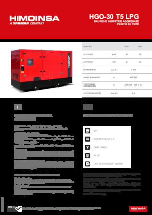 Benzínové elektrocentrály HIMOINSA HGO-30 T5 LPG