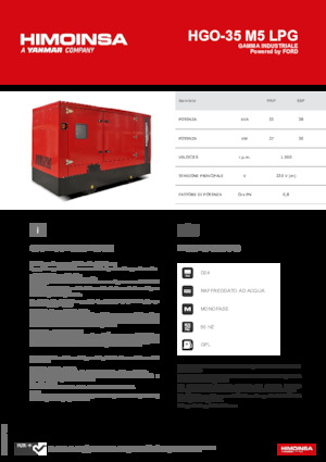 Benzínové elektrocentrály HIMOINSA HGO-35 M5 LPG