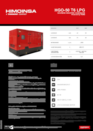 Benzínové elektrocentrály HIMOINSA HGO-50 T6 LPG