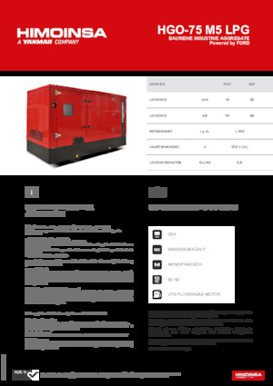 Benzínové elektrocentrály HIMOINSA HGO-75 M5 LPG