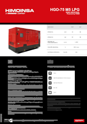 Benzínové elektrocentrály HIMOINSA HGO-75 M5 LPG