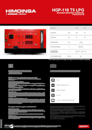 Benzínové elektrocentrály HIMOINSA HGP-110 T5 LPG
