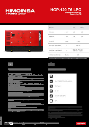 Benzínové elektrocentrály HIMOINSA HGP-120 T6 LPG
