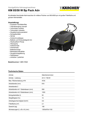 Ruční zametače Kärcher KM 85/50 W Bp Pack Adv Professional