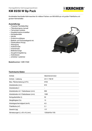 Ruční zametače Kärcher KM 85/50 W Bp Pack Professional