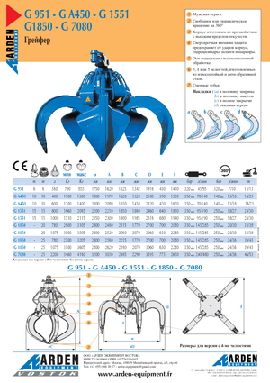 Hydraulické drapákové lopaty Arden G 7080