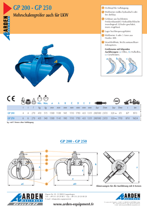 Hydraulické drapákové lopaty Arden GP 200