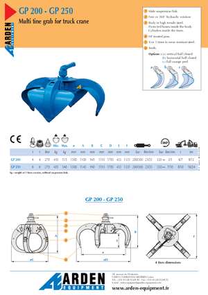 Hydraulické drapákové lopaty Arden GP 200