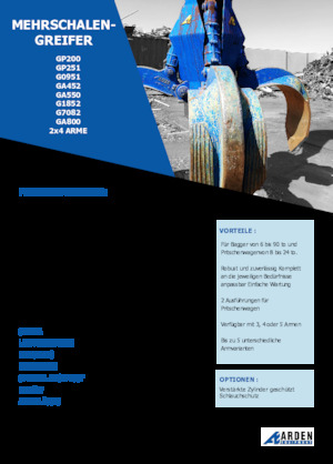 Hydraulické drapákové lopaty Arden GA550