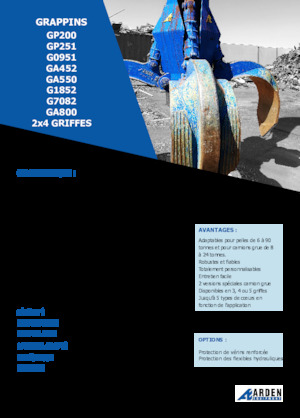 Hydraulické drapákové lopaty Arden GA550