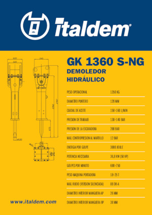 Hydraulická bourací kladiva Italdem GK 1360 S-NG