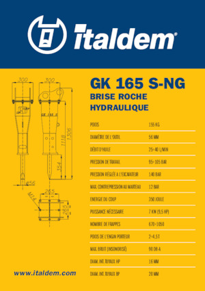 Hydraulická bourací kladiva Italdem GK 165 S-NG