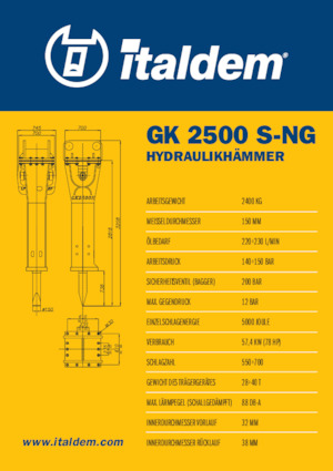 Hydraulická bourací kladiva Italdem GK 2500 S-NG
